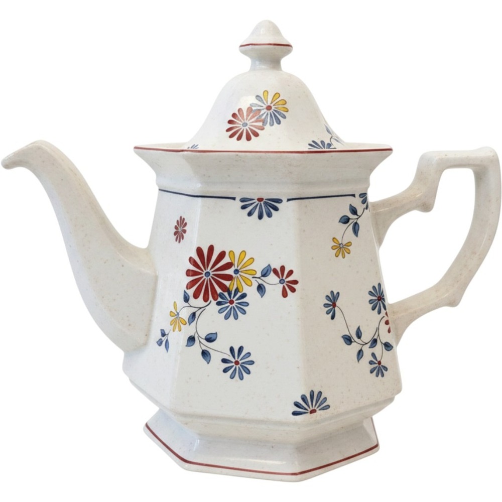 Adams Real English Ironstone Vermont Teapot Floral Octagonal Made in England